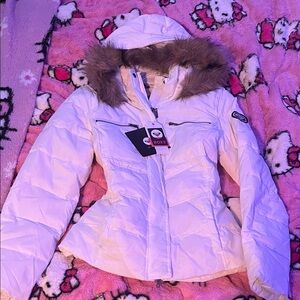 Roxy Women's white Fur-Trimmed Ski Jacket